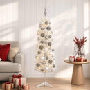 Kunstigt slankt juletræ med julekugle 150 cm 150 LED'er