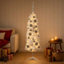 Kunstigt slankt juletræ med julekugle 150 cm 150 LED'er