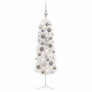 Kunstigt slankt juletræ med julekugle 150 cm 150 LED'er