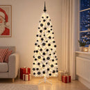 Kunstigt slankt juletræ med julekugle 210 cm 300 LED'er