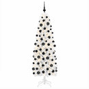 Kunstigt slankt juletræ med julekugle 210 cm 300 LED'er