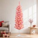 Kunstigt slankt juletræ 120 cm 150 LED'er Varm hvid