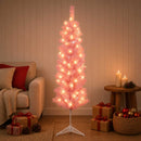 Kunstigt slankt juletræ 150 cm 150 LED'er Varm hvid