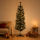 Kunstigt slankt juletræ 120 cm 150 LED'er Varm hvid