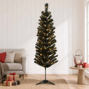 Kunstigt slankt juletræ 120 cm 150 LED'er Varm hvid