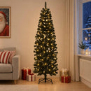 Kunstigt slankt juletræ 210 cm 300 LED'er Varm hvid