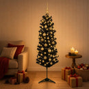 Kunstigt slankt juletræ med julekugle 150 cm 150 LED'er