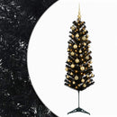 Kunstigt slankt juletræ med julekugle 150 cm 150 LED'er