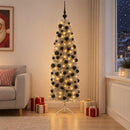 Kunstigt slankt juletræ med julekugle 180 cm 300 LED'er