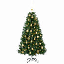 Kunstigt juletræ med julekugle 150 cm 150 LED'er Varm hvid