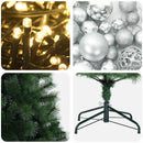 Kunstigt juletræ med julekugle 120 cm 150 LED'er Varm hvid