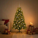 Kunstigt juletræ med julekugler 150 cm 150 LED'er Varm hvid