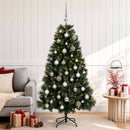 Kunstigt juletræ med julekugler 150 cm 150 LED'er Varm hvid