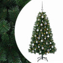 Kunstigt juletræ med julekugler 150 cm 150 LED'er Varm hvid