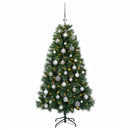 Kunstigt juletræ med julekugler 150 cm 150 LED'er Varm hvid