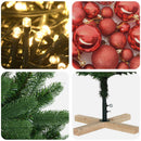 Kunstigt juletræ med julekugle 120 cm 150 LED'er Varm hvid PVC