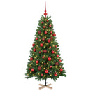 Kunstigt juletræ med julekugle 150 cm 150 LED'er Varm hvid PVC