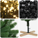 Kunstigt juletræ med julekugle 120 cm 150 LED'er Varm hvid PVC
