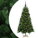 Kunstigt juletræ med julekugle 120 cm 150 LED'er Varm hvid PVC