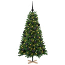Kunstigt juletræ med julekugle 120 cm 150 LED'er Varm hvid PVC
