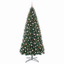 Kunstigt juletræ med hængsler og julekugler 400 cm 600 LED'er