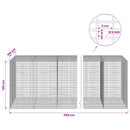 Gabion med 5 mm tråd og 5x2,5 cm net 1150x100x100 cm