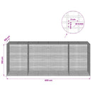 Gabion med 5 mm tråd og 5x2,5 cm net 400x100x150 cm