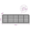 Gabion med 5 mm tråd og 5x2,5 cm net 500x100x150 cm