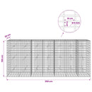 Gabion med 5 mm tråd og 5x10 cm net 350x20x150 cm