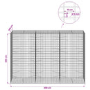 Gabion med 5 mm tråd og 5x10 cm net 300x100x200 cm
