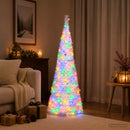 Pop-up-juletræ med LED-lys 120 cm 50 LED'er PVC og PET Hvid