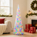 Pop-up-juletræ med LED-lys 120 cm 50 LED'er PVC og PET Hvid
