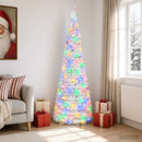 Pop-up-juletræ med LED-lys 210 cm 200 LED'er PVC og PET Hvid
