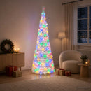 Pop-up-juletræ med LED-lys 210 cm 200 LED'er PVC og PET Hvid