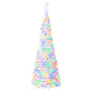 Pop-up-juletræ med LED-lys 210 cm 200 LED'er PVC og PET Hvid