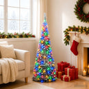 Pop-up-juletræ med LED-lys 150 cm 100 LED'er PVC Grøn og hvid