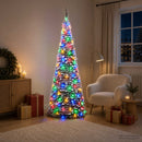 Pop-up-juletræ med LED-lys 210 cm 200 LED'er PVC Grøn og hvid