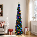 Pop-up-LED-juletræ med stjerne 180 cm 100 LED'er PET Sort