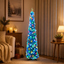Pop-up-LED-juletræ med stjerne 150 cm 50 LED'er PET Blå