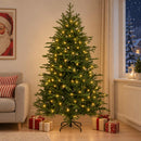 Kunstigt Hinged Juletræ 150 cm 150 LED'er Varm hvid PE og PVC
