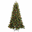 Kunstigt Hinged Juletræ 150 cm 150 LED'er Varm hvid PE og PVC