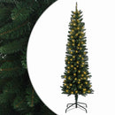 Kunstigt slankt juletræ 150 cm 150 LED'er Varm hvid PE og PVC