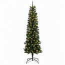 Kunstigt slankt juletræ 150 cm 150 LED'er Varm hvid PE og PVC