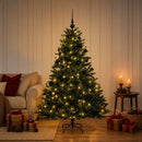 Kunstigt juletræ med julekugle 150 cm 150 LED'er Varm hvid