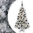Kunstigt juletræ med julekugle 120 cm 150 LED'er Varm hvid