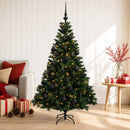 Kunstigt juletræ med julekugle 120 cm 150 LED'er Varm hvid