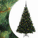 Kunstig juletræ med kugler 150 cm 150 LED'er Varm hvid