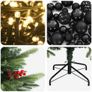 Kunstigt juletræ med julekugle 120 cm 150 LED'er Varm hvid