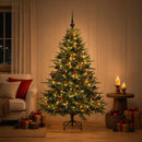 Kunstigt juletræ med julekugle 120 cm 150 LED'er Varm hvid
