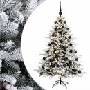 Kunstigt juletræ med julekugle 120 cm 150 LED'er Varm hvid